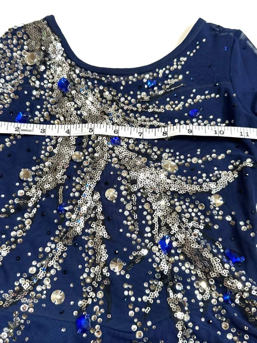 New Navy Blue Crystal Figure Skating Dress, Girls 10